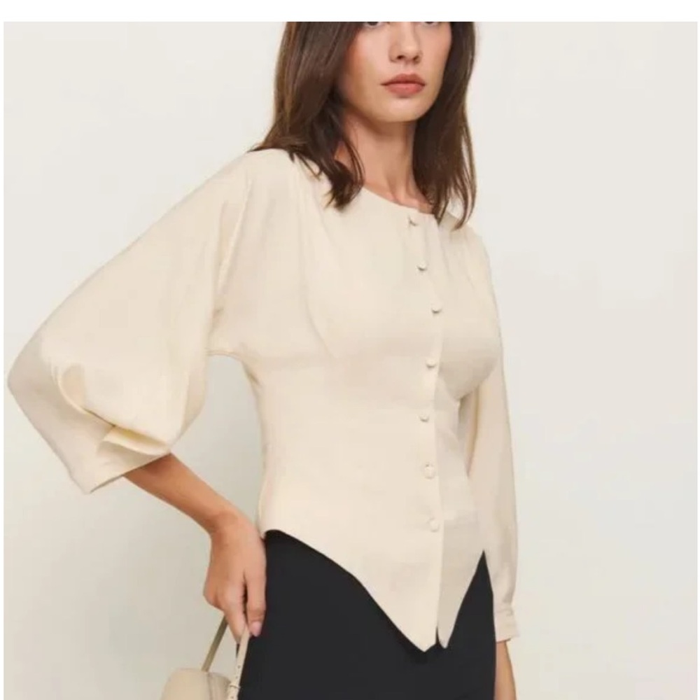Reformation Martha Top assymetrical Blouse Sz 12 Renaissance Victorian style